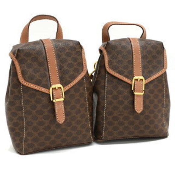 Celine Bag Shoulder Bag Body Macadam Canvas Brown - Picture 1 of 8